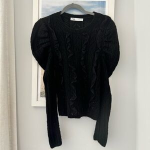 Zara black sweater with balloon shoulders